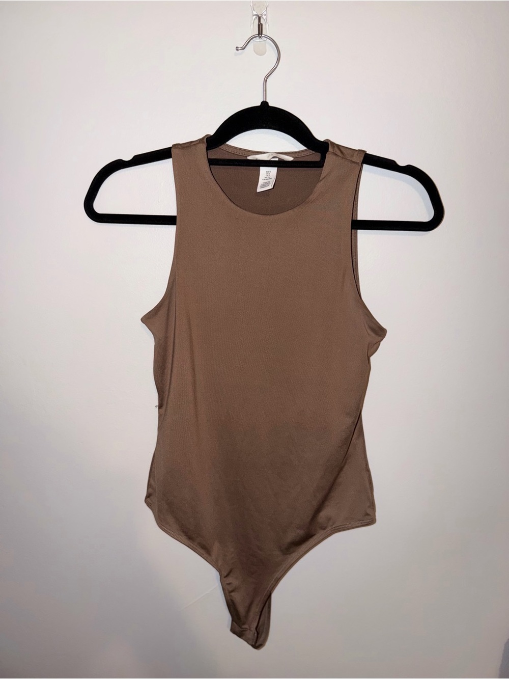 H&M Sleeveless Ribbed Bodysuit — Brown
